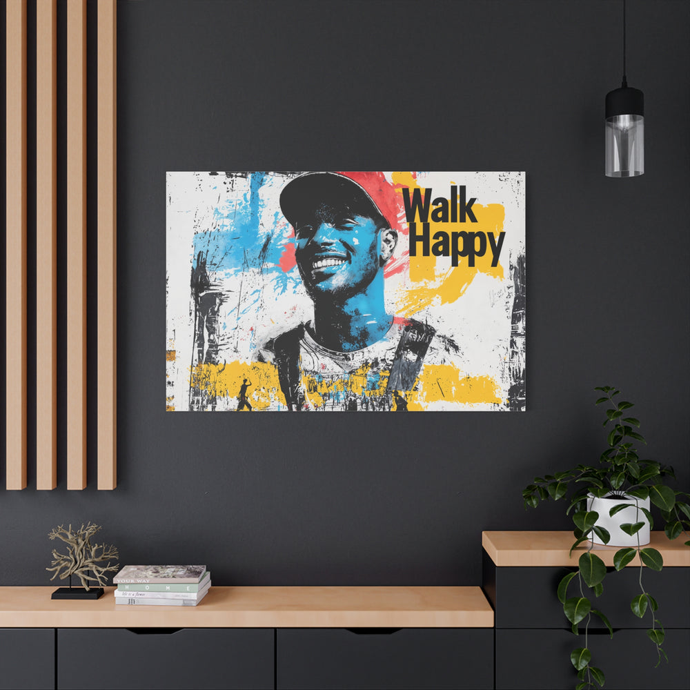 Limited Edition "HE SMILES HAPPY" Canvas Art by ['SŌLE] – Walk Happy Series (5 Sizes)